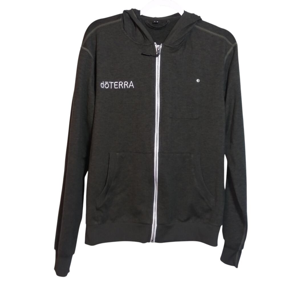 doTERRA Green Jersey knit Unisex Full Zip Hooded Sweatshirt Size Small
